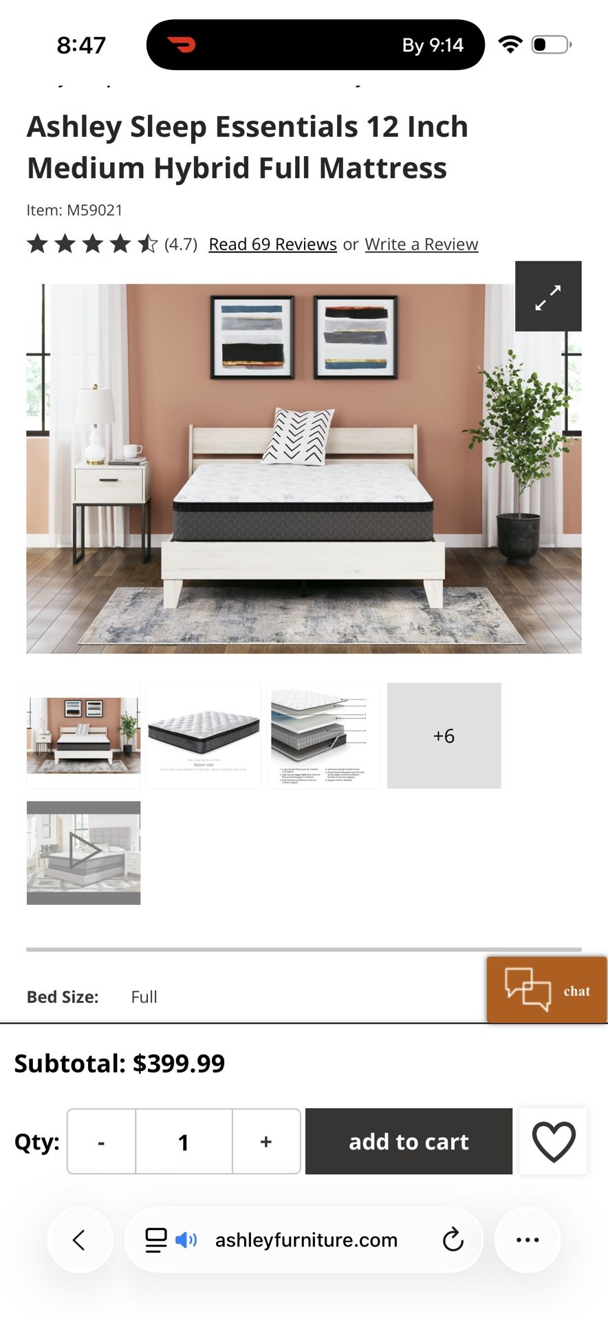 full sized mattress from ashley furniture