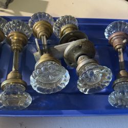2 Crystal Antique Door Knobs