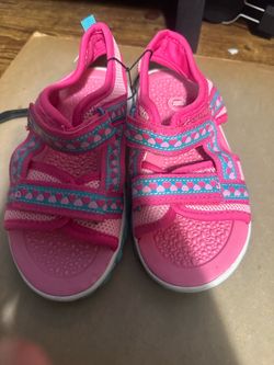 Girls Pink Sport Sandals with Heart Print