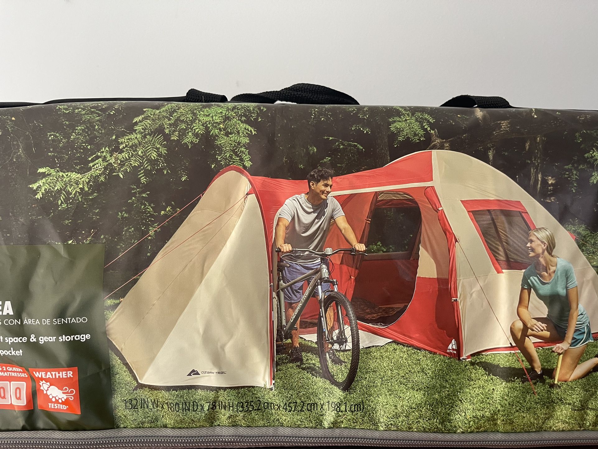 Brand new Ozark Trail 6-Person Dome Tent with Sitting Area - Floor Area-15'x11', Carry Weight- 21.3