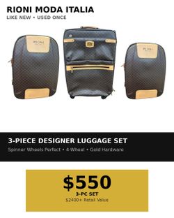RIONI Moda Italia 3-Piece Luggage Set - LIKE NEW Barely Used Once - $2400+ Retail