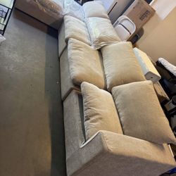 157” Extra Large Modular Sectional Sofa, Modern Oversized L Shape Sectional Couch,Comfty Wide Deep Seat Modular Sofa with Storage Ottoman, Linen