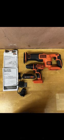 Black & Decker 20v Drill/Driver and 20v Cordless Reciprocating Saw With 1.5ah battery & Charger Kit