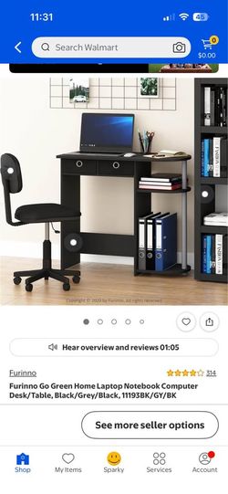 Furinno Go Green Home Laptop Notebook Computer Desk/Table, Black/Grey/Black, 11193BK/GY/BK