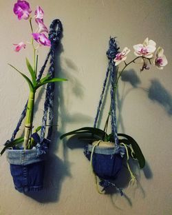 Hand made jean plant holders