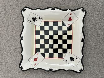 Vintage Playing Cards/Checkerboard Serving Plate 