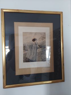 Antique colorful painting with a signature.