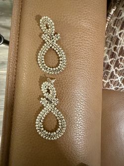 Silver-tone textured drop earrings