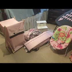 Baby Crib Set, Canvas Pictures, Bouncy Seat. Ballet and Tap Shoes