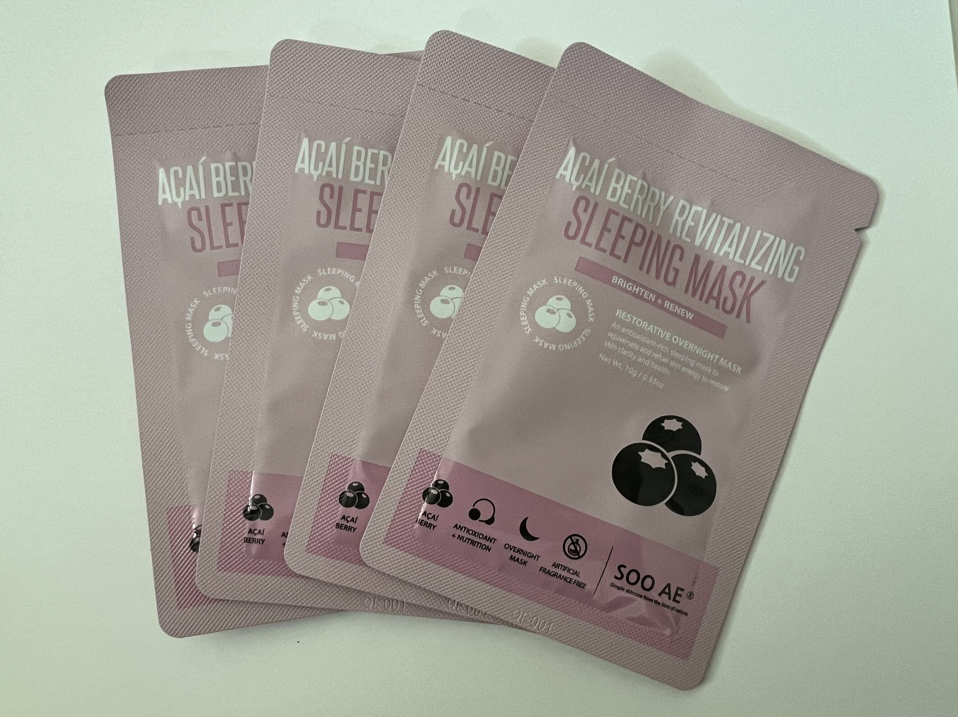 Soo'AE Acai Berry Revitalizing Sleeping Mask Brightening and Renewing - 4 pack