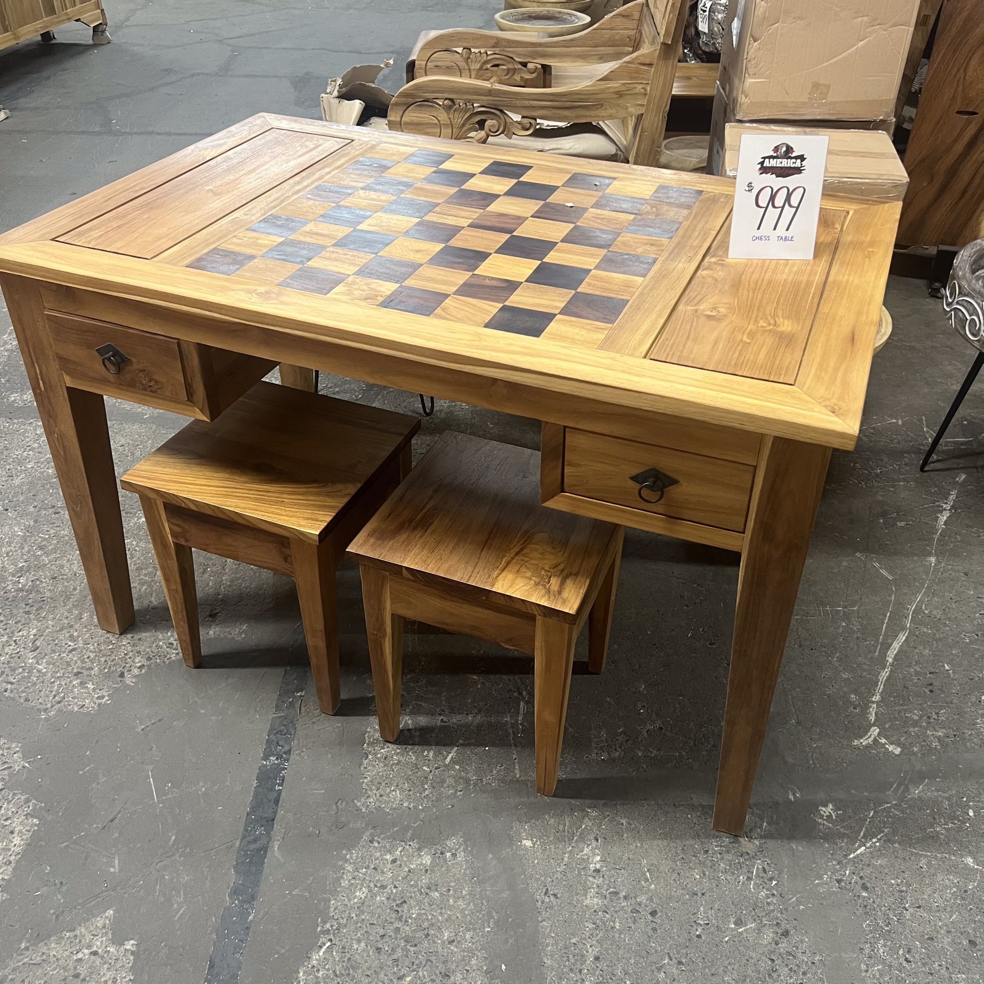 Solid Wood Chess Table 