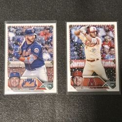 (Qty:2) 2023 Topps Holiday - Mike Trout+Pete Alonso Photo Variation Sp Cards