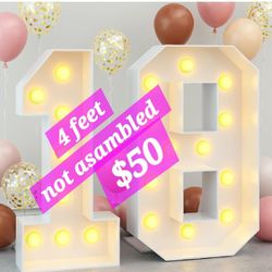 4 Feet Marquee Numbers 18 Not Asambled $50, Happy 18th Birthday Boxes 3pk $25, For Sale Not For Rent  See All Images