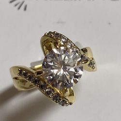 Gold Plated  Brilliance Genuine Crystal Ring Size 7