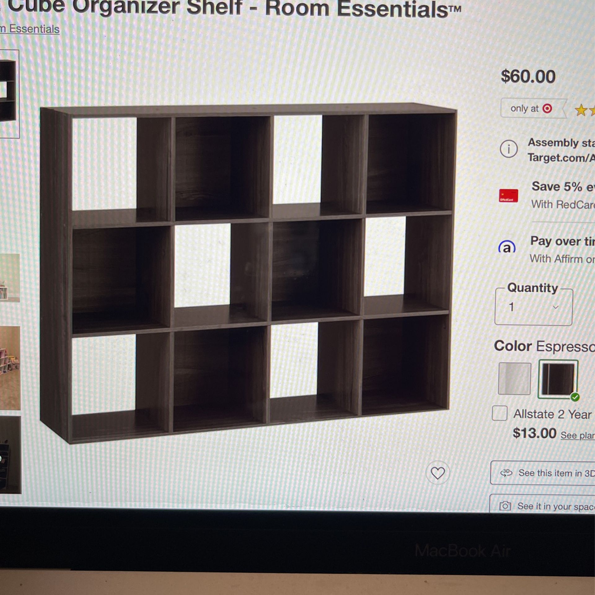 11” 12 Cube organizer Shelf 