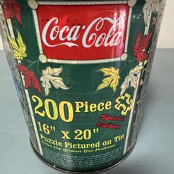 Vintage NOS SEALED Coca-Cola 200 PC Special Edition Puzzle In Tin Can, 16"x20" just $10