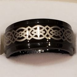 Tungsten Carbide Ring. Black And Gold. Size 7.