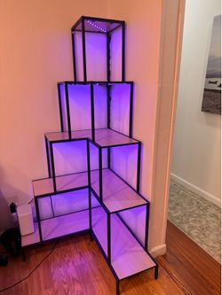 5 tier corner shelf with LED lights
