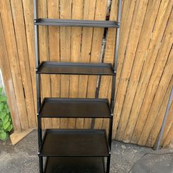 Bookshelf - Leaning wall bookcase ladder bookshelf 5 tier / shelf Black 25 W x 18 D x 72 H