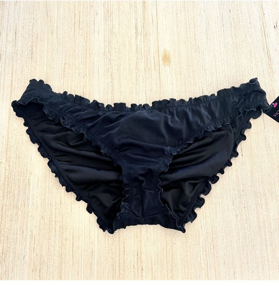 Victoria Secret Black Ruffle Cheeky Bikini Bottoms