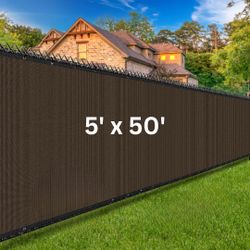 Brand New, Brown 5 x 50 FT Privacy Screen Commercial-Grade for Backyards and Patio Construction Projects