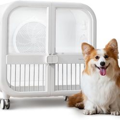 HomeRunPet Drybo Ultra Pet Dryer Box - Ultra Quiet, Smart Temperature Control, 360° Efficient, 4 Locking Swivel Casters for Dogs, Cats and Multi-Pet F