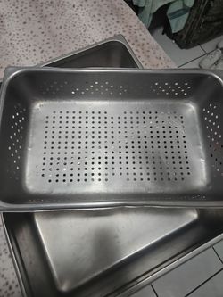 Set of 3 Stainless Steel 1Perforated and 2 Solid Hotel Pan Insert