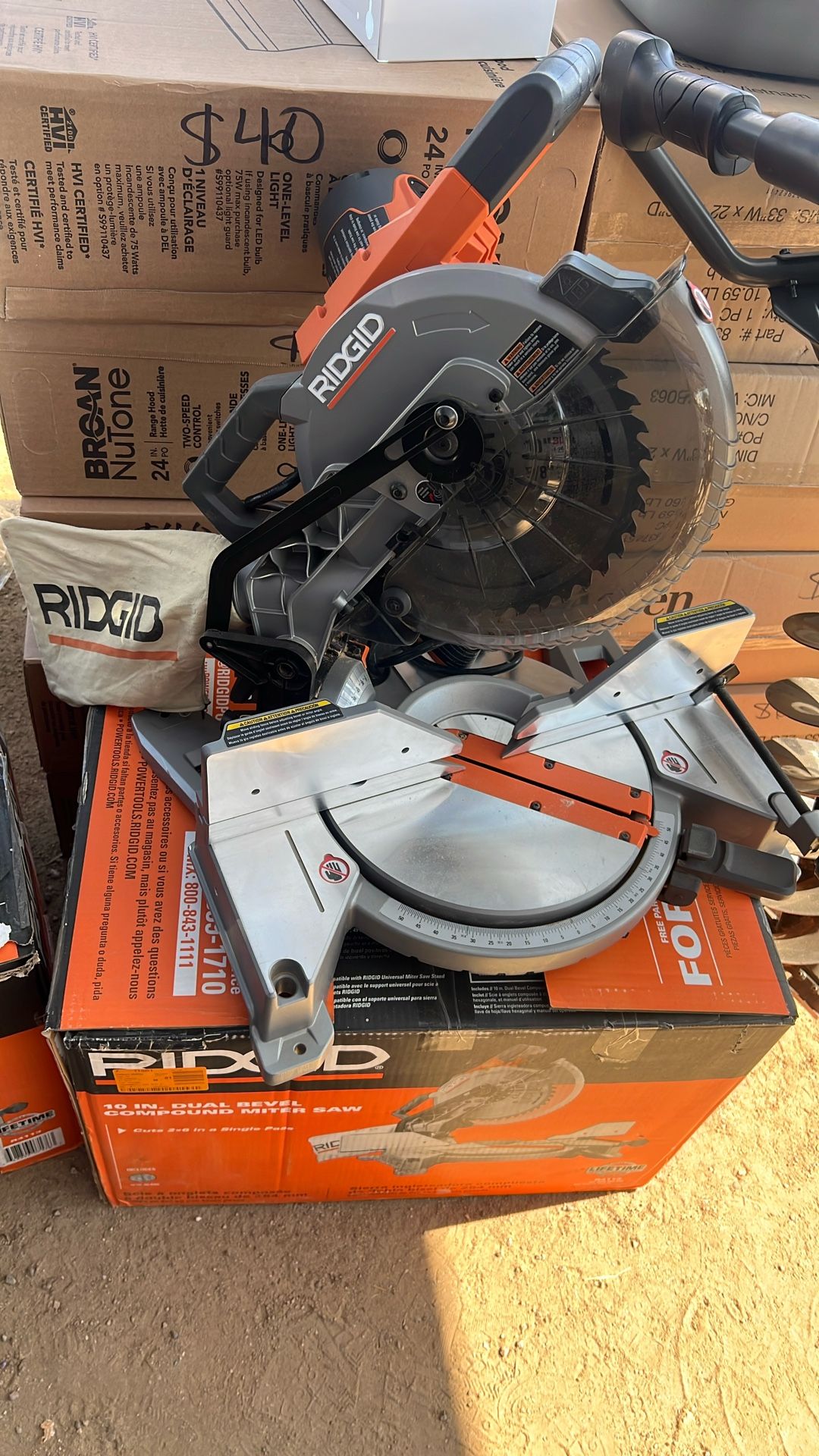 RIDGID 15 Amp 10 in. Corded Dual Bevel Miter Saw with LED Cut Line Indicator
