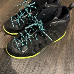 Nike Little Posite One PS Space Jam Black Green Athletic Shoes Kids Size 2.5Y