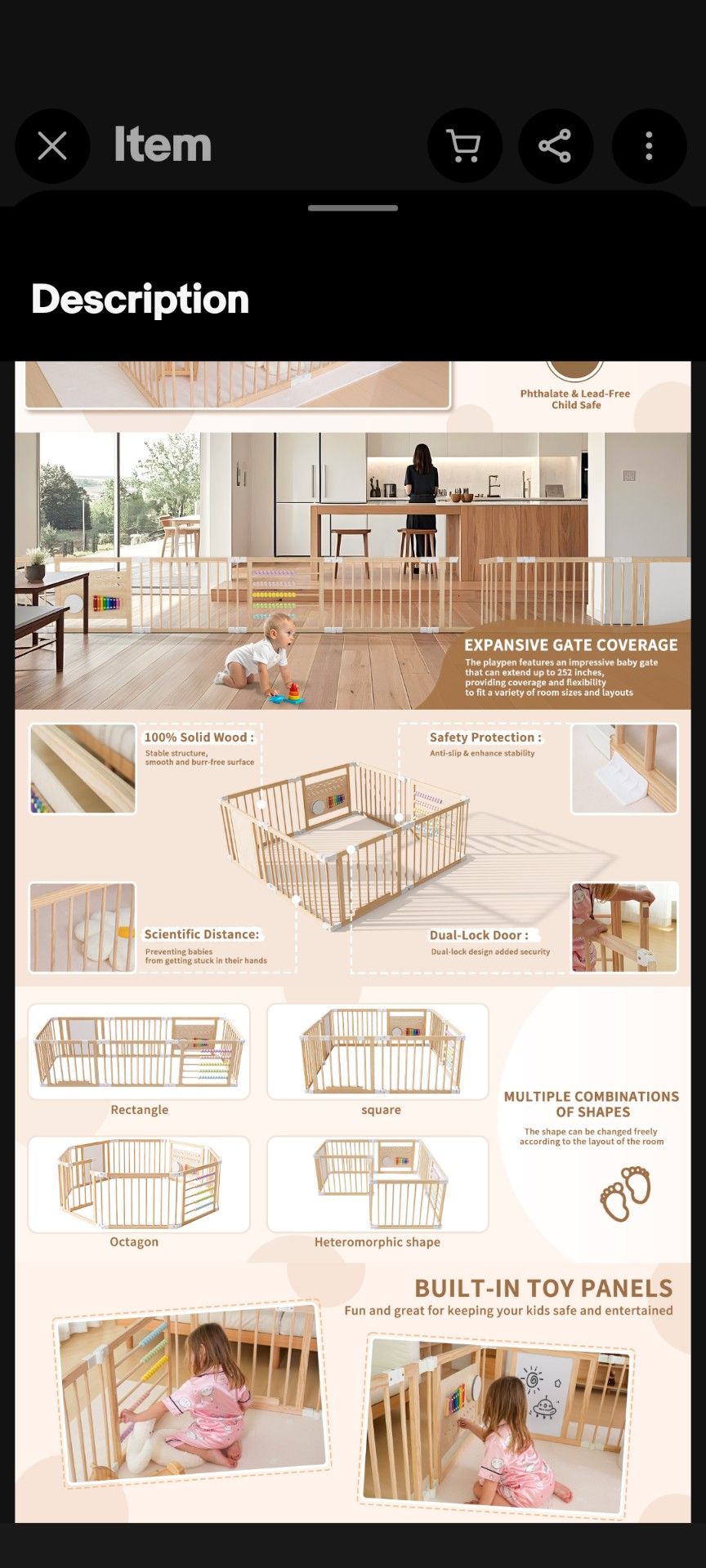 New In Box Wooden Play Yard