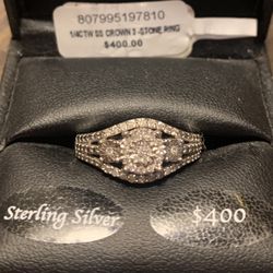 Sterling Silver and Diamond Ring