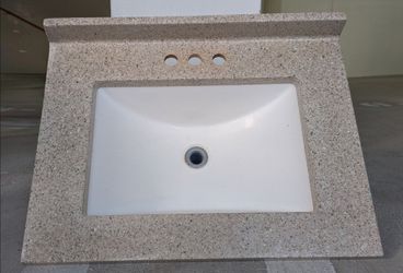 Quartz bathroom vanity top with drain