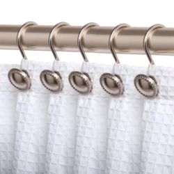 Shower Rings Hooks Rustproof Zinc Shower Curtain Hooks Rings in Brushed Nickel (Set of 12)