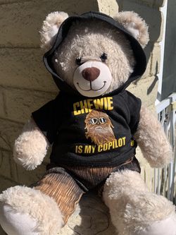 Disney Build A Bear - Star Wars Bear! Makes 2 Sounds (1 Darth Vader And Chewbacca Sounds)! Comes With The Extra “chewie Is My Copilot Shirt)