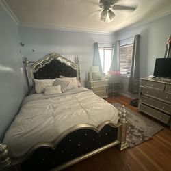 Queen Bed frame + Nightstand & Dresser Optional 