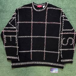 Supreme quilt stitch black sweater