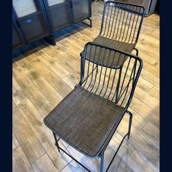 Set Of Two Counter Height Metal Barstools 