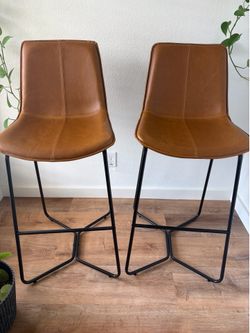 Brown Faux Leather Bar Stool (set of 2)