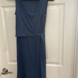 Ann Taylor Loft Wrap Blue Dress, Size 0 Petites