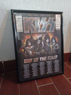 FRAMED KISS END OF THE ROAD CONCERT POSTER DALLAS, TX. 2/20/2019 with 2 Ticket Stubs