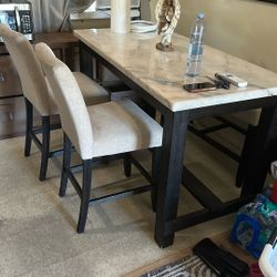 Kitchen Dining Marble Table With Bench Stool