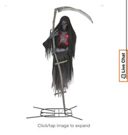 12 ft. Grave & Bones Giant-Sized Color Changing Animated LED Levitating Reaper homedepot animatronic