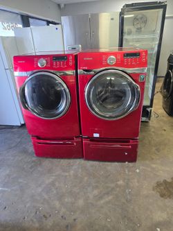 samsung front load heavy duty large capacity washer and dryer.