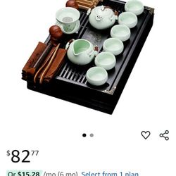 fanquare Chinese Ceramic Kung Fu Tea Set with Tea Tray and Small Tea Tools,Porcelain Tea Service,White