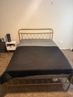Queen gold metal bed frame