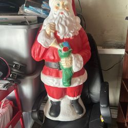 1980’s Large 41" VTG General Foam Lighted Christmas Santa Claus Blow Mold Sock W/ Toys