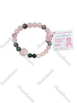 Natural Stone Bracelet Pink Quartz And Agate New With Tags