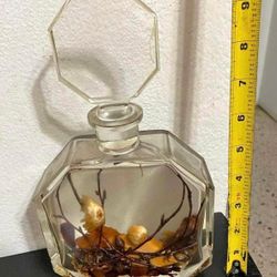 ADORNO ANTIGUO DE CRISTAL CON NATURALEZA MUERTA