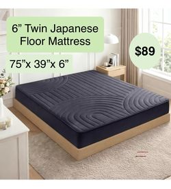 6” Twin Size Japanese Floor Mattress Futon Mattress Twin Size 6 Inch Thick Foldable Tatami Mat, Washable Cover, Portable Floor Bed for Sleeping, Guest