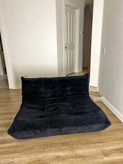 Super cute and comfy black corduroy floor sofa